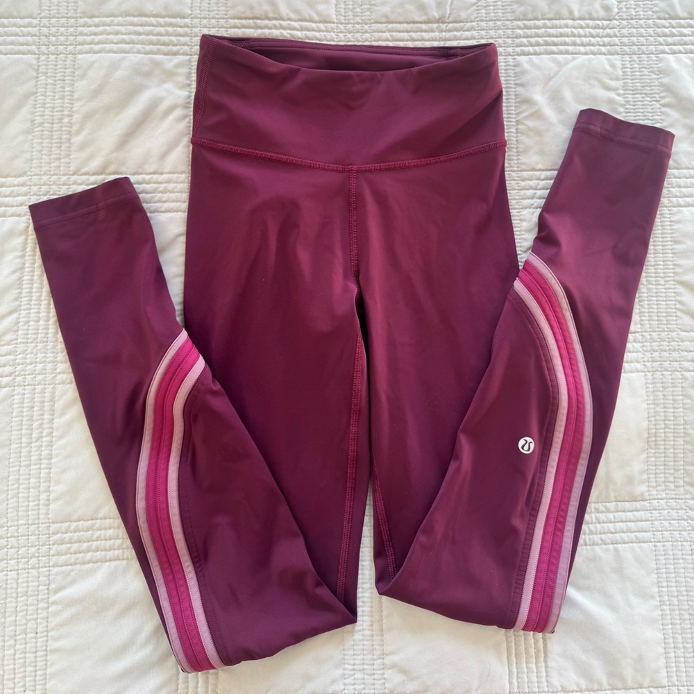 Lululemon Athletica Burgundy and Pink Leggings